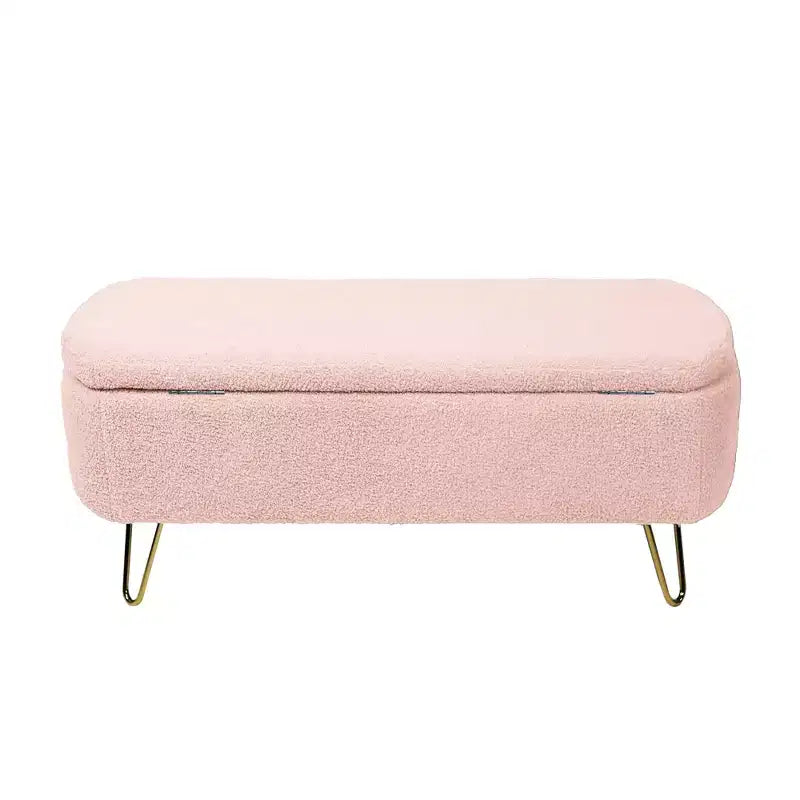 Zeus & Ruta Modern Upholstered Storage Ottoman Bench for End of Bed Gold Legs