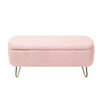 Zeus & Ruta Modern Upholstered Storage Ottoman Bench for End of Bed Gold Legs
