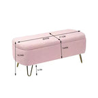 Zeus & Ruta Modern Upholstered Storage Ottoman Bench for End of Bed Gold Legs
