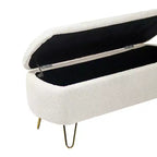 Zeus & Ruta Modern Upholstered Storage Ottoman Bench for End of Bed Gold Legs