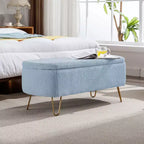 Zeus & Ruta Modern Upholstered Storage Ottoman Bench for End of Bed Gold Legs