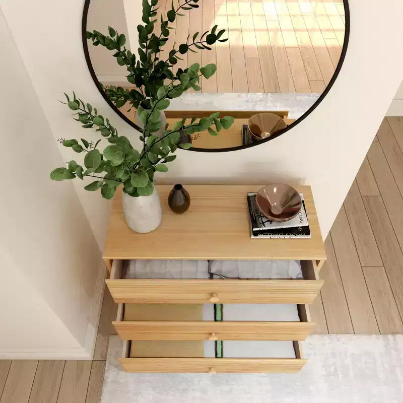 Plank+Beam Solid Wood Classic 3-Drawer Solid Wood Dresser, Small Dresser for Bedroom, Chest of Drawers