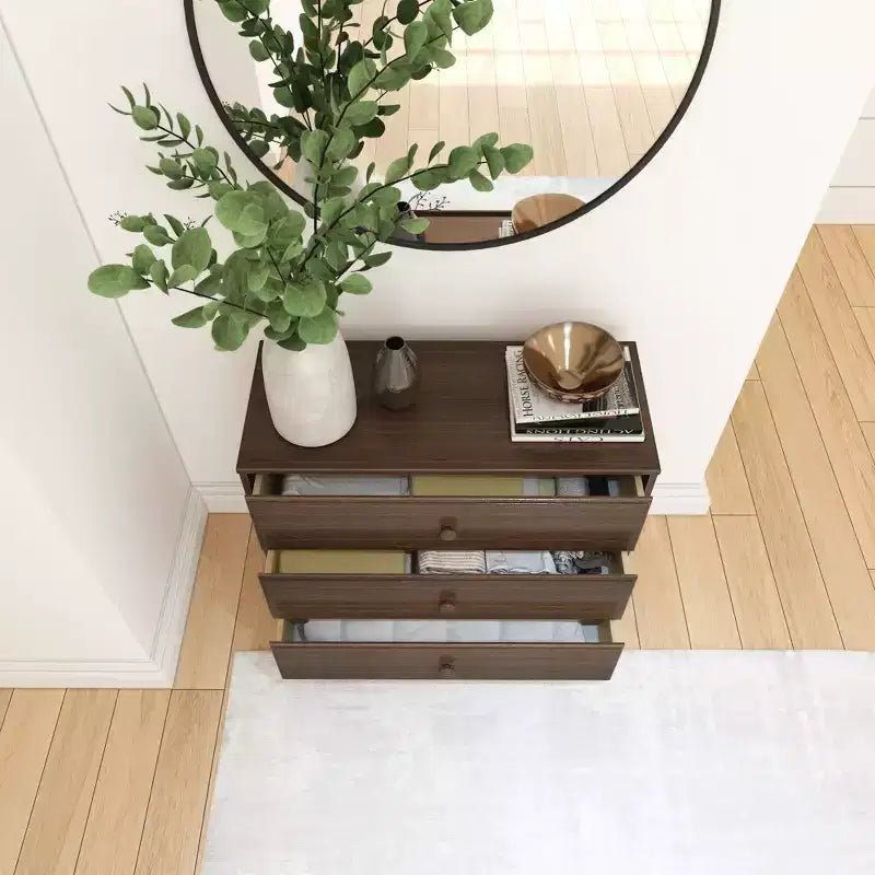Plank+Beam Solid Wood Classic 3-Drawer Solid Wood Dresser, Small Dresser for Bedroom, Chest of Drawers