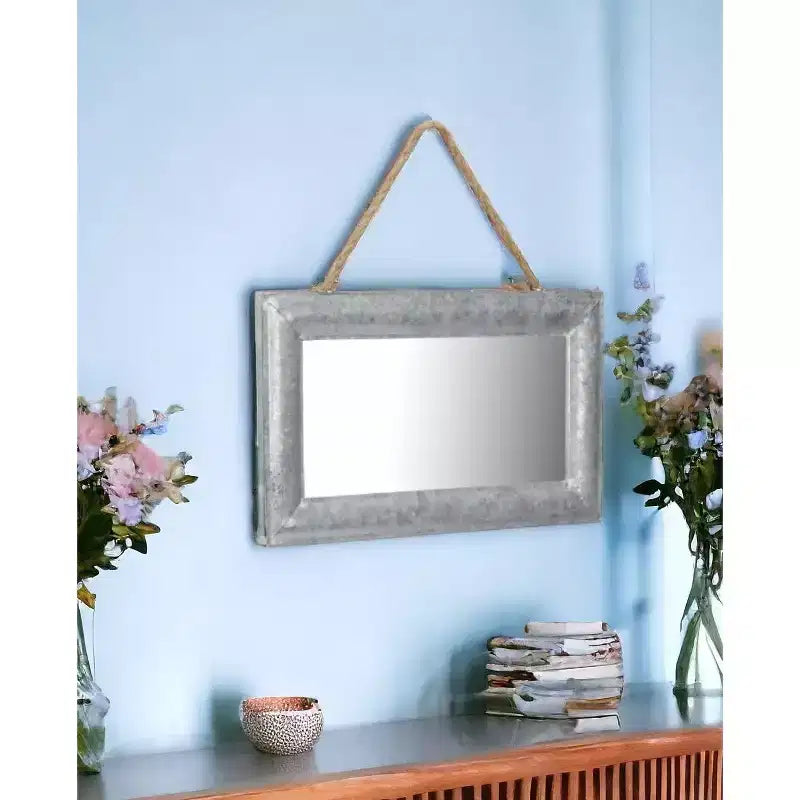 HomeRoots 9 Silver Metal Framed Accent Mirror