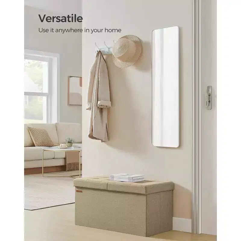 Storage Ottoman, Foldable Storage Bench, 15 x 30 x 15 Inches, Flipping Lid, 660 lb Load Capacity