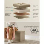 Storage Ottoman, Foldable Storage Bench, 15 x 30 x 15 Inches, Flipping Lid, 660 lb Load Capacity