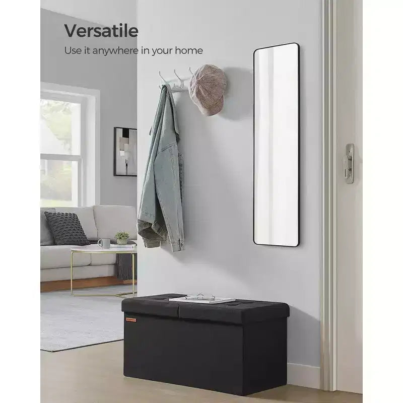 Storage Ottoman, Foldable Storage Bench, 15 x 30 x 15 Inches, Flipping Lid, 660 lb Load Capacity