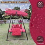 Whisen 93.8 in. W 3-Person Metal Patio Swing Chair Swing Bed with Cushion and Adjustable Canopy