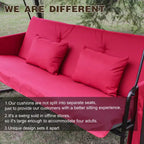 Whisen 93.8 in. W 3-Person Metal Patio Swing Chair Swing Bed with Cushion and Adjustable Canopy