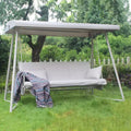 Whisen 93.8 in. W 3-Person Metal Patio Swing Chair Swing Bed with Cushion and Adjustable Canopy