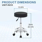 BestMassage Round Rolling Stool Salon Stool with Foot Rest PU Leather Cushion, Black