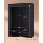 Portable Closet Wardrobe with Shoe Rack and Cover, Closet Storage Organizer, Shelves, and 4 Side Pockets, 50 x 17.7 x 69.3 Inches