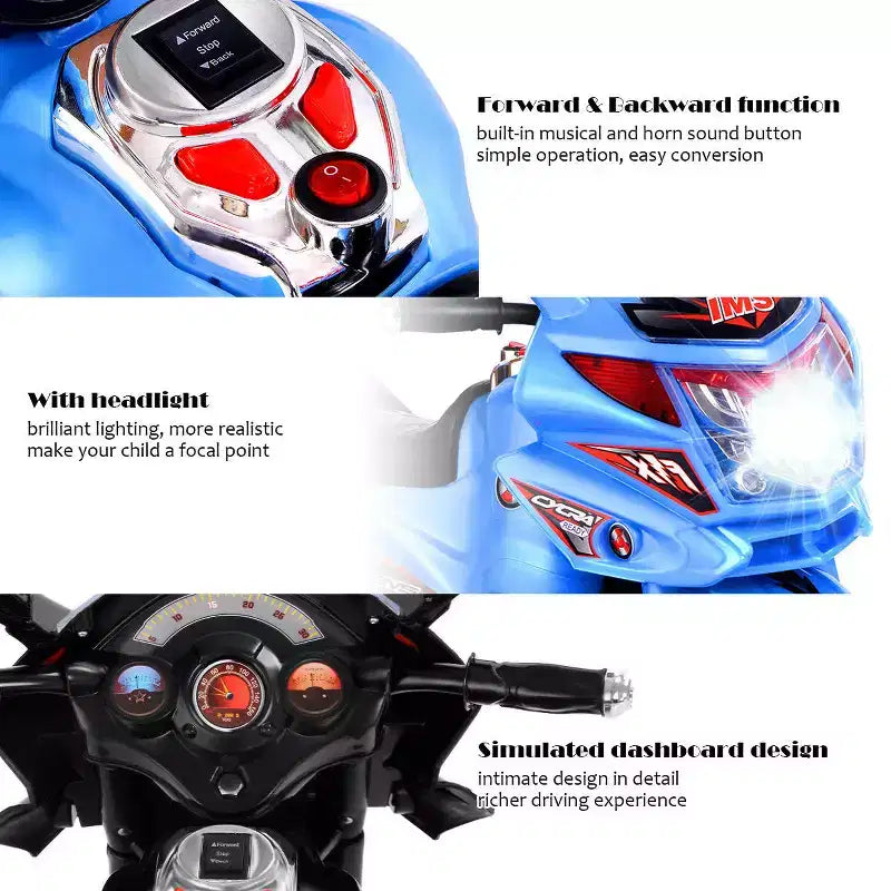 Costway 3 Wheel Kids Ride On Motorcycle 6V Battery Powered Electric Toy Power Bicycle