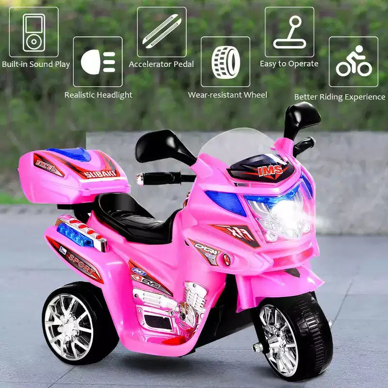 Costway 3 Wheel Kids Ride On Motorcycle 6V Battery Powered Electric Toy Power Bicycle