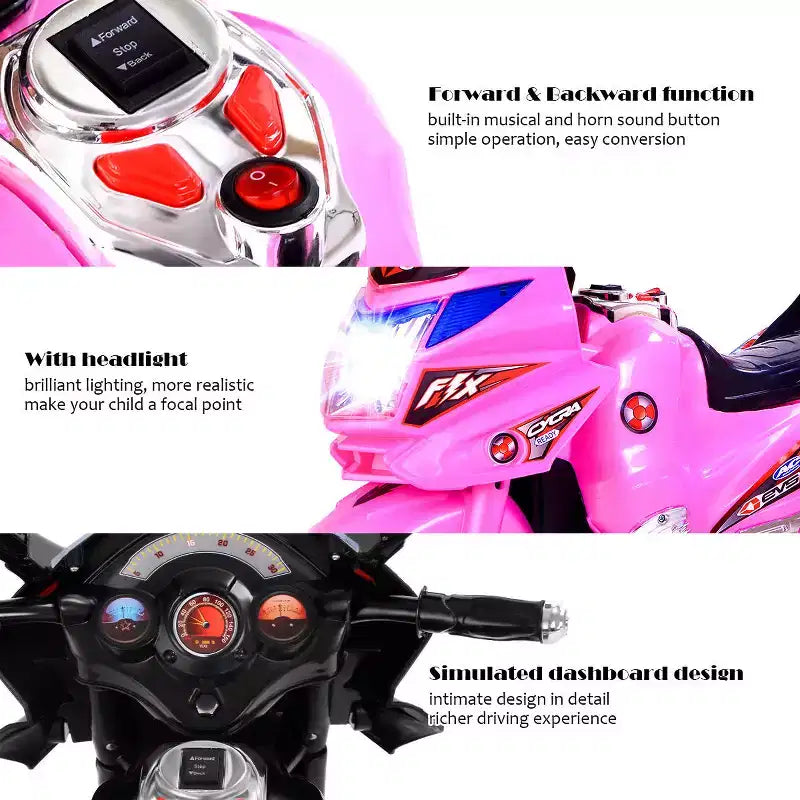 Costway 3 Wheel Kids Ride On Motorcycle 6V Battery Powered Electric Toy Power Bicycle