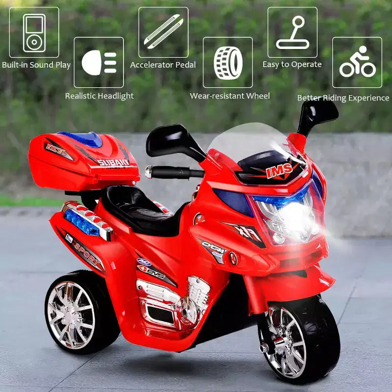 Costway 3 Wheel Kids Ride On Motorcycle 6V Battery Powered Electric Toy Power Bicycle