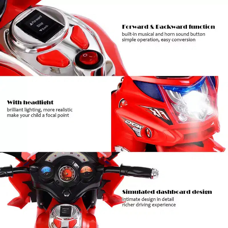 Costway 3 Wheel Kids Ride On Motorcycle 6V Battery Powered Electric Toy Power Bicycle