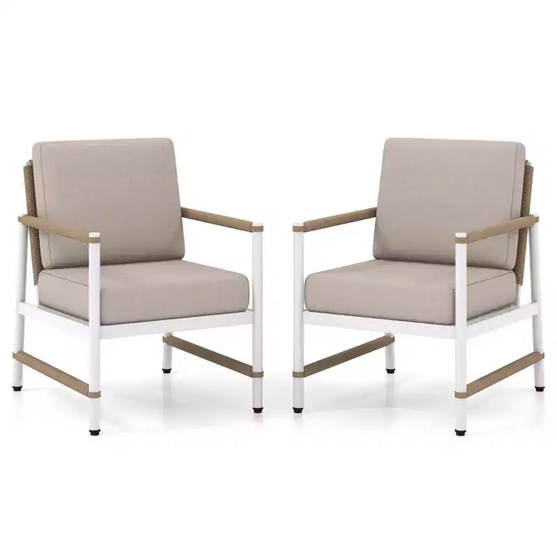 Costway 2 PCS Patio Sofa Set with Thick Cushions Modern Bistro Set for Poolside