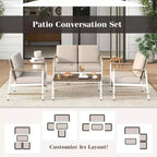 Costway 2 PCS Patio Sofa Set with Thick Cushions Modern Bistro Set for Poolside