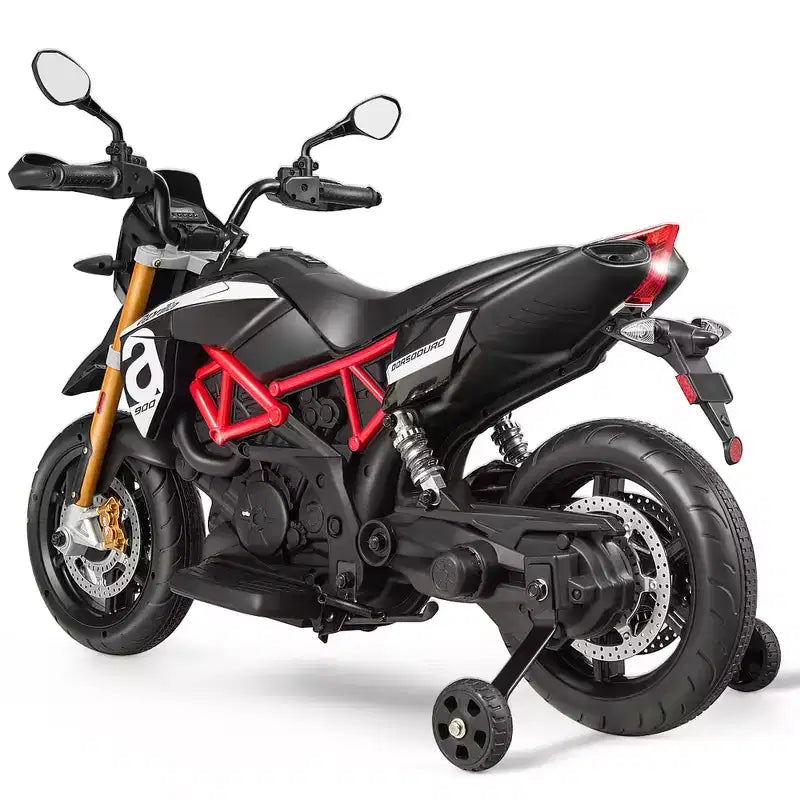 Costway 12V Kids Ride-On Motorcycle Motor Bike w/ Training Wheels Red\ Black