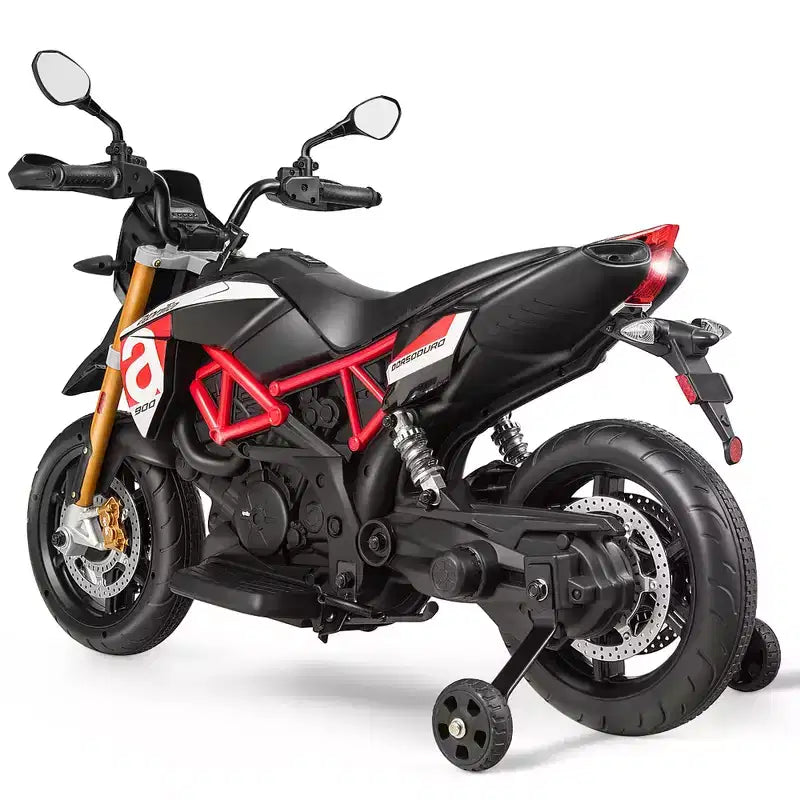 Costway 12V Kids Ride-On Motorcycle Motor Bike w/ Training Wheels Red\ Black
