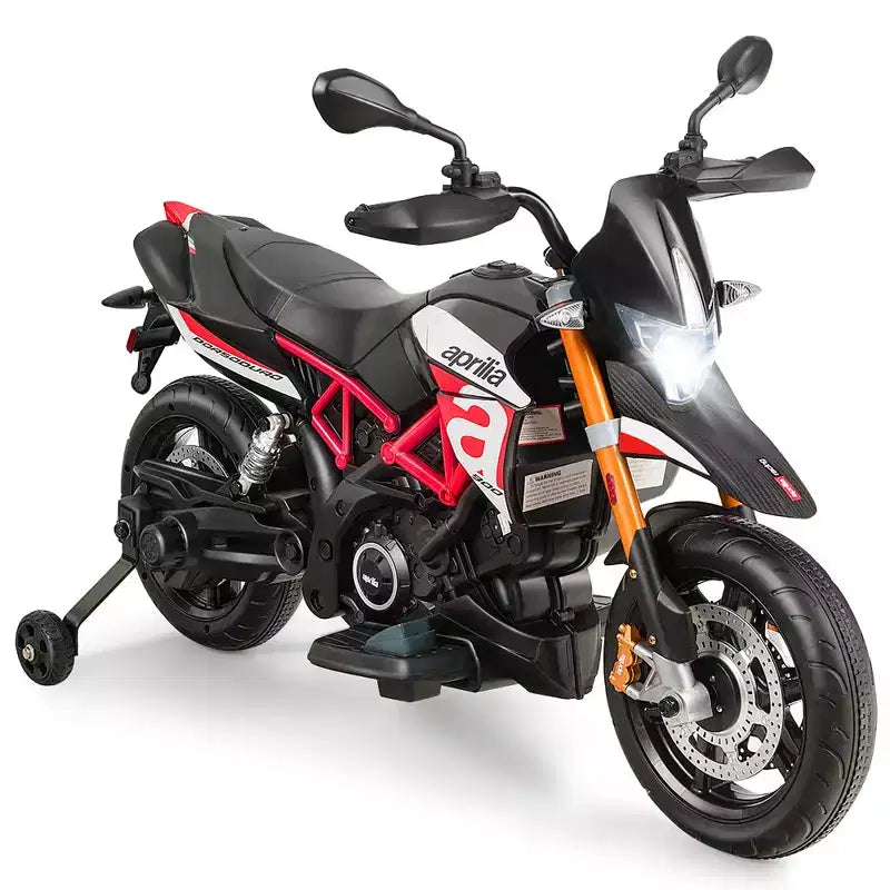 Costway 12V Kids Ride-On Motorcycle Motor Bike w/ Training Wheels Red\ Black