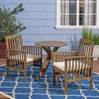 Christopher Knight Home Genois Outdoor Acacia Wood 3 Piece Bistro Set with Water Resistant Cushion