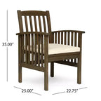 Christopher Knight Home Genois Outdoor Acacia Wood 3 Piece Bistro Set with Water Resistant Cushion