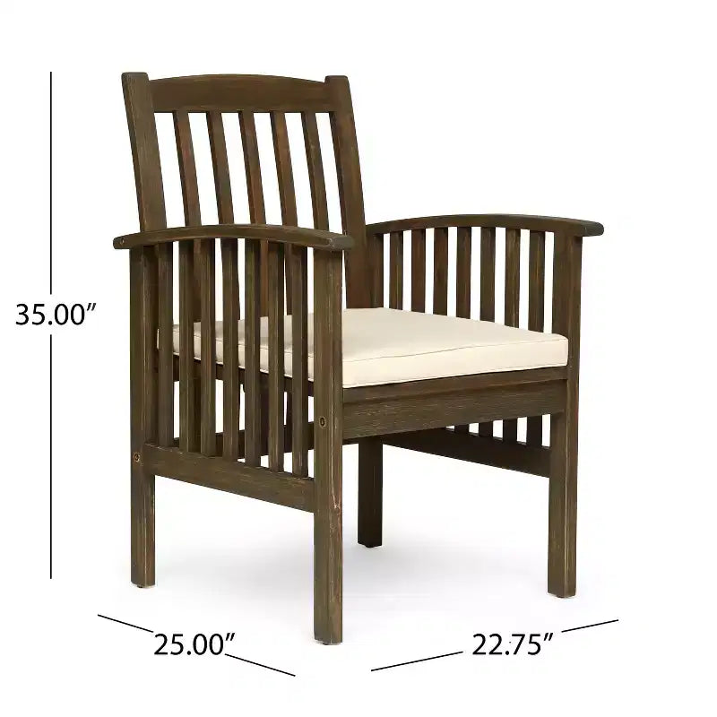 Christopher Knight Home Genois Outdoor Acacia Wood 3 Piece Bistro Set with Water Resistant Cushion