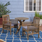 Christopher Knight Home Genois Outdoor Acacia Wood 3 Piece Bistro Set with Water Resistant Cushion