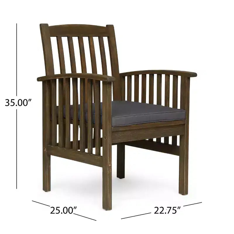 Christopher Knight Home Genois Outdoor Acacia Wood 3 Piece Bistro Set with Water Resistant Cushion