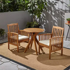 Christopher Knight Home Genois Outdoor Acacia Wood 3 Piece Bistro Set with Water Resistant Cushion