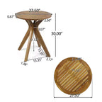 Christopher Knight Home Genois Outdoor Acacia Wood 3 Piece Bistro Set with Water Resistant Cushion