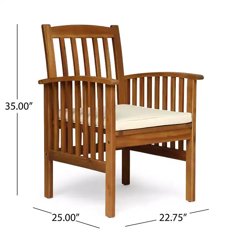 Christopher Knight Home Genois Outdoor Acacia Wood 3 Piece Bistro Set with Water Resistant Cushion