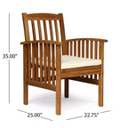 Christopher Knight Home Genois Outdoor Acacia Wood 3 Piece Bistro Set with Water Resistant Cushion