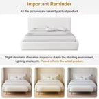 Christopher Knight Home Merrill Boucle Upholstered Platform Bed with Wavy Headboard and Vertical Stitching, White