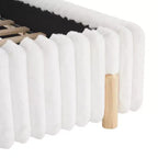 Christopher Knight Home Merrill Boucle Upholstered Platform Bed with Wavy Headboard and Vertical Stitching, White