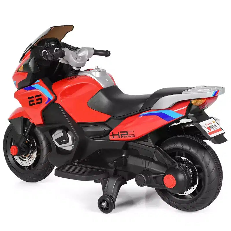 Costway 12V Kids Ride On Motorcycle Electric Motor Bike w/ Training Wheels & Light Black