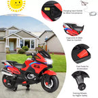 Costway 12V Kids Ride On Motorcycle Electric Motor Bike w/ Training Wheels & Light Black