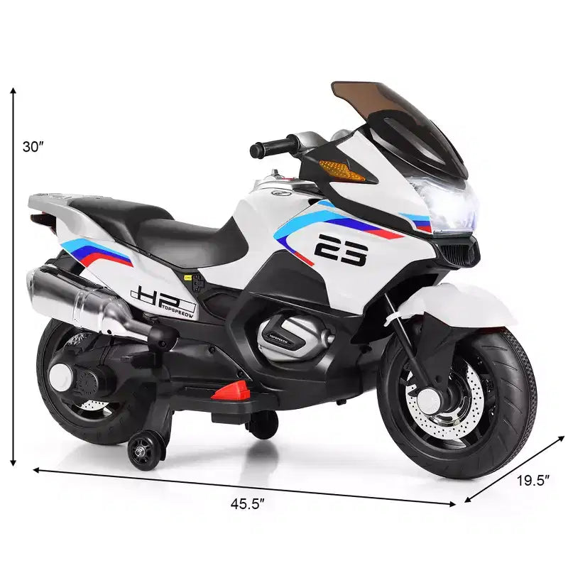 Costway 12V Kids Ride On Motorcycle Electric Motor Bike w/ Training Wheels & Light Black