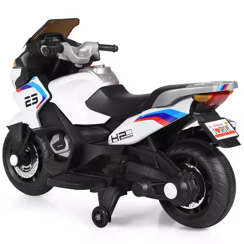 Costway 12V Kids Ride On Motorcycle Electric Motor Bike w/ Training Wheels & Light Black