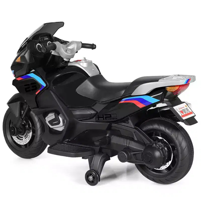 Costway 12V Kids Ride On Motorcycle Electric Motor Bike w/ Training Wheels & Light Black