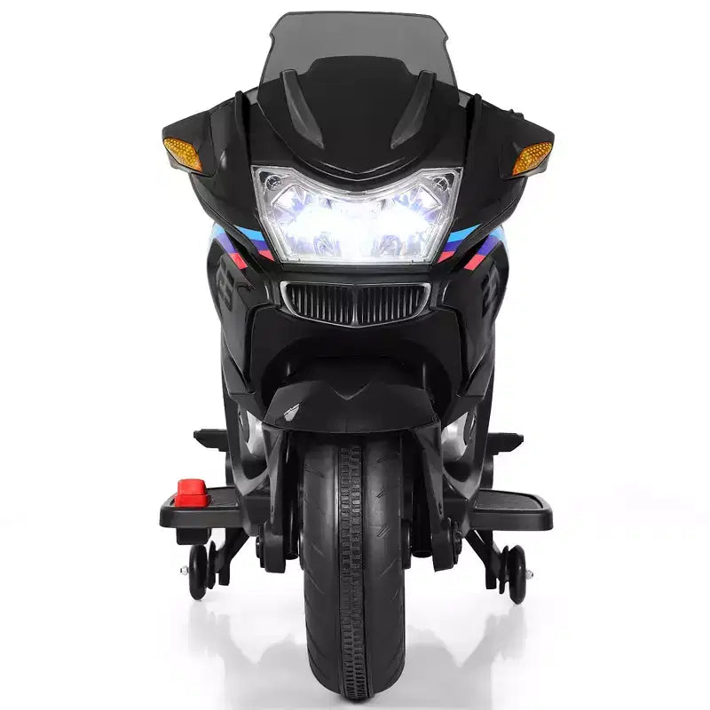 Costway 12V Kids Ride On Motorcycle Electric Motor Bike w/ Training Wheels & Light Black