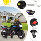 Costway 12V Kids Ride On Motorcycle Electric Motor Bike w/ Training Wheels & Light Black