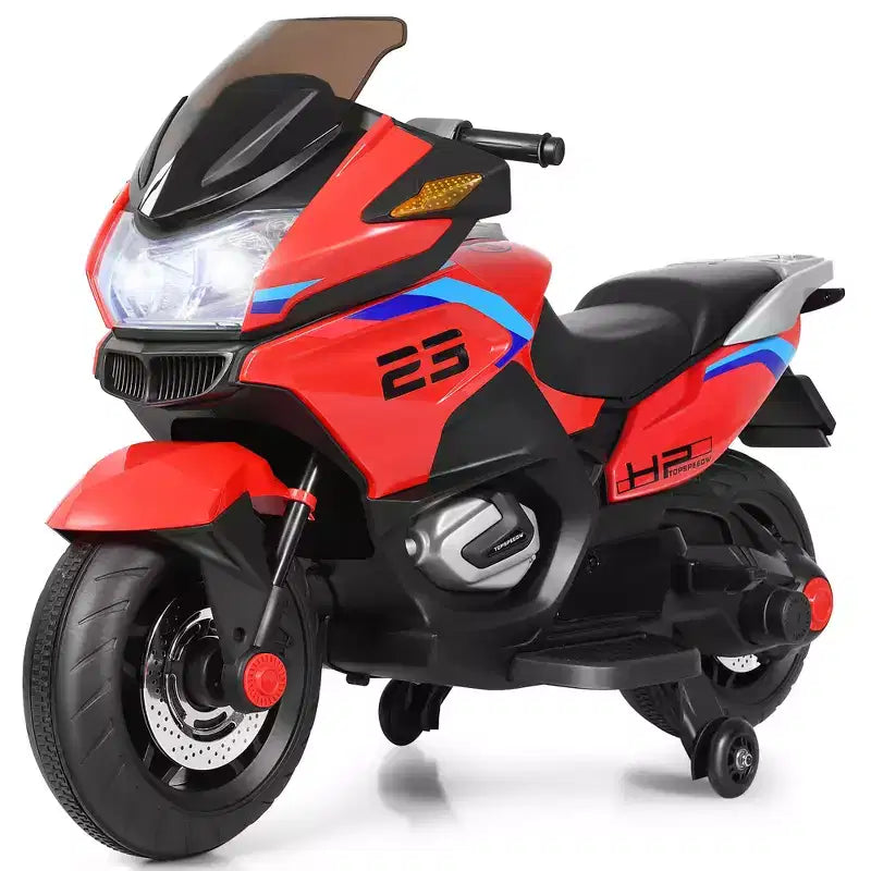Costway 12V Kids Ride On Motorcycle Electric Motor Bike w/ Training Wheels & Light Black