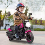 Costway 6V Kids Electric Motorcycle with Training Wheels LED Headlights Music Board Blue/Pink/Red