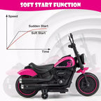 Costway 6V Kids Electric Motorcycle with Training Wheels LED Headlights Music Board Blue/Pink/Red