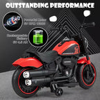 Costway 6V Kids Electric Motorcycle with Training Wheels LED Headlights Music Board Blue/Pink/Red