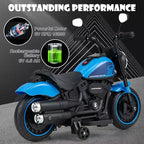 Costway 6V Kids Electric Motorcycle with Training Wheels LED Headlights Music Board Blue/Pink/Red