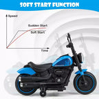 Costway 6V Kids Electric Motorcycle with Training Wheels LED Headlights Music Board Blue/Pink/Red